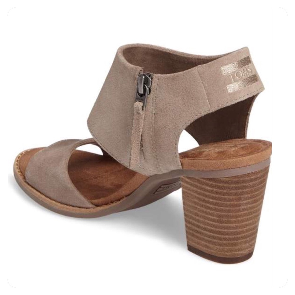 🆕 TOMS majorca suede cutout block heel sandals - Picture 6 of 7